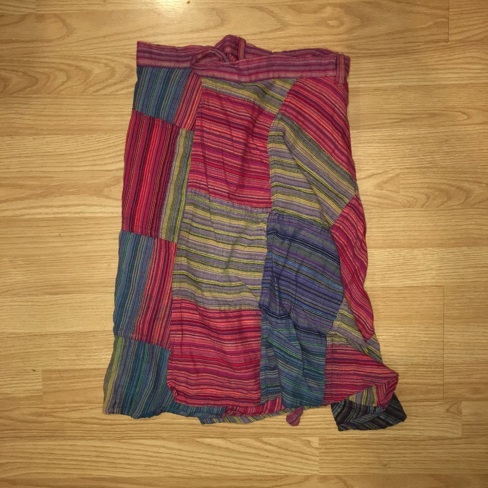 Handmade Multi-Color Boho Patchwork Wrap Skirt